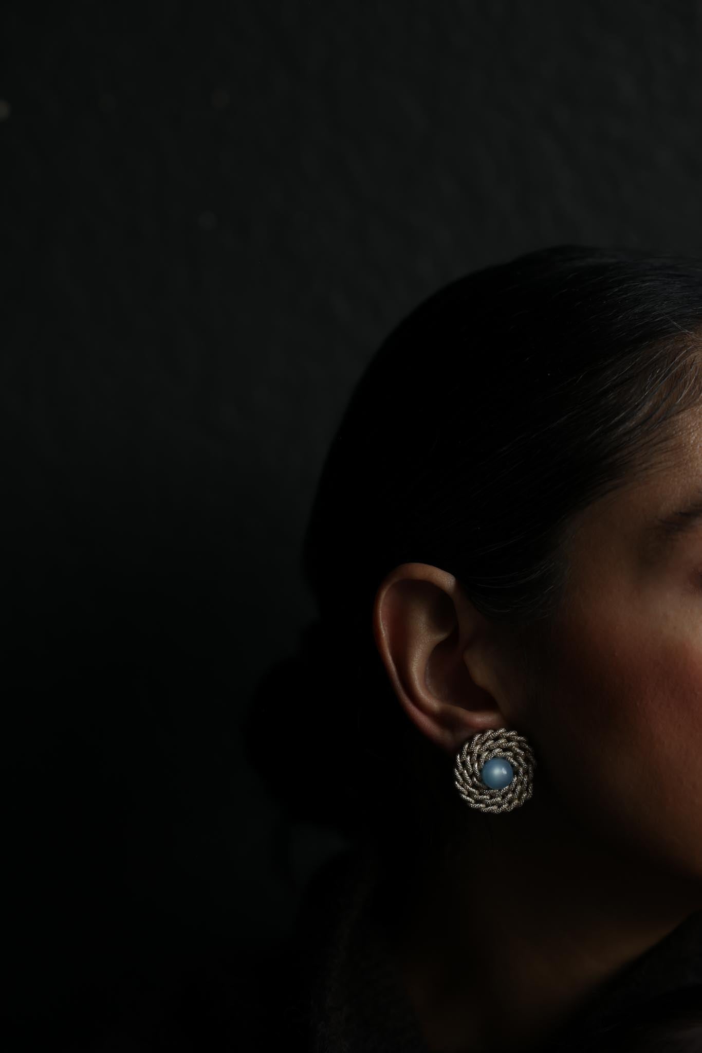 Silver Rope Circle Clip-On Earrings
