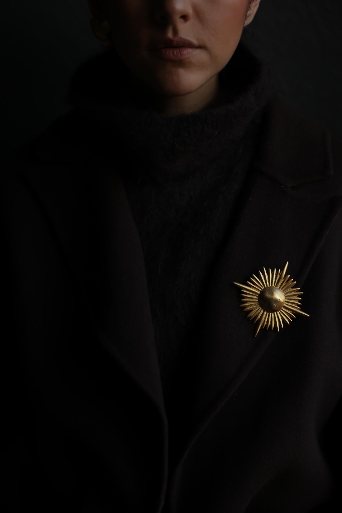 Matte Gold Sunburst Brooch
