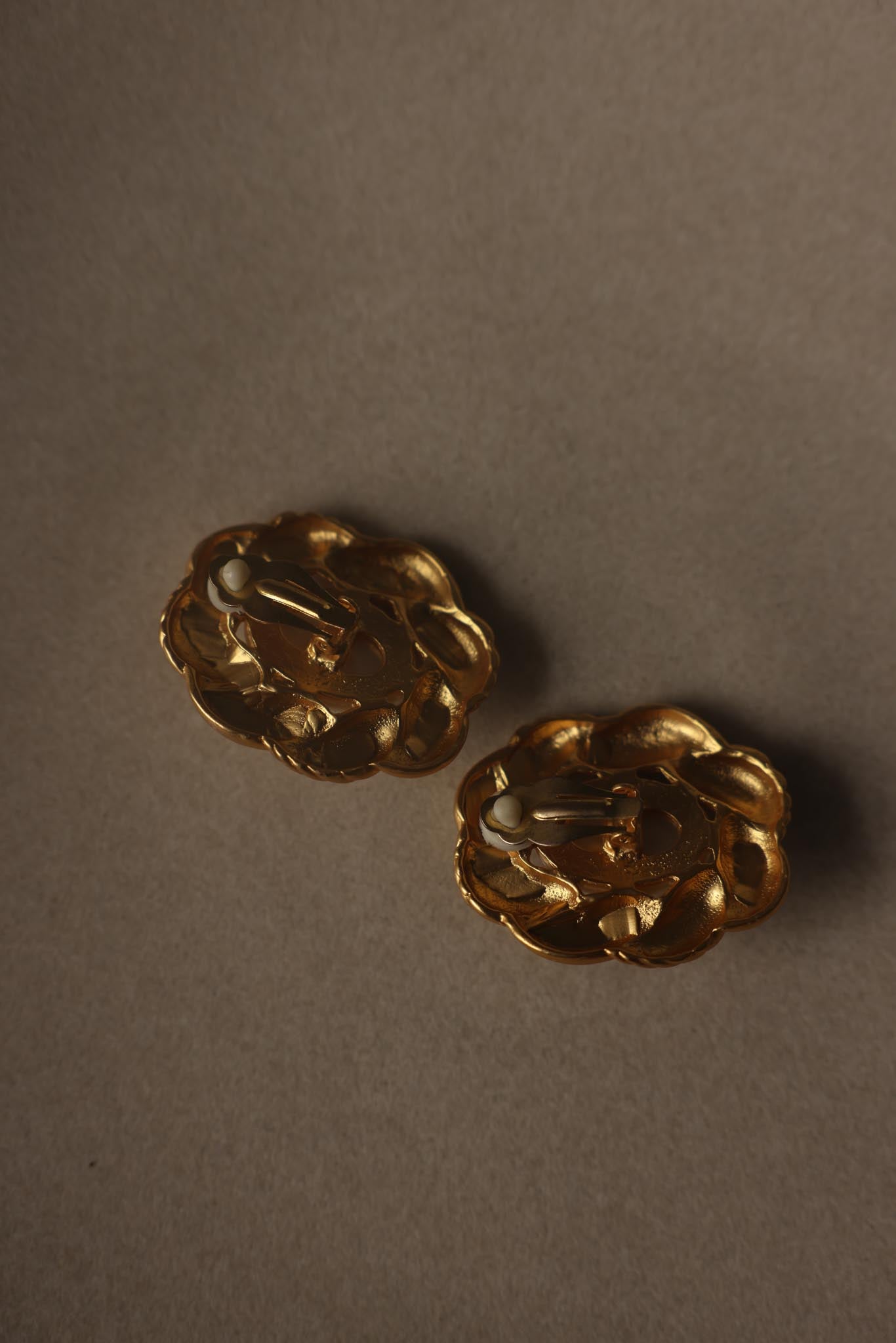 Matte Gold Faux Pearl Statement Clip-On Earrings