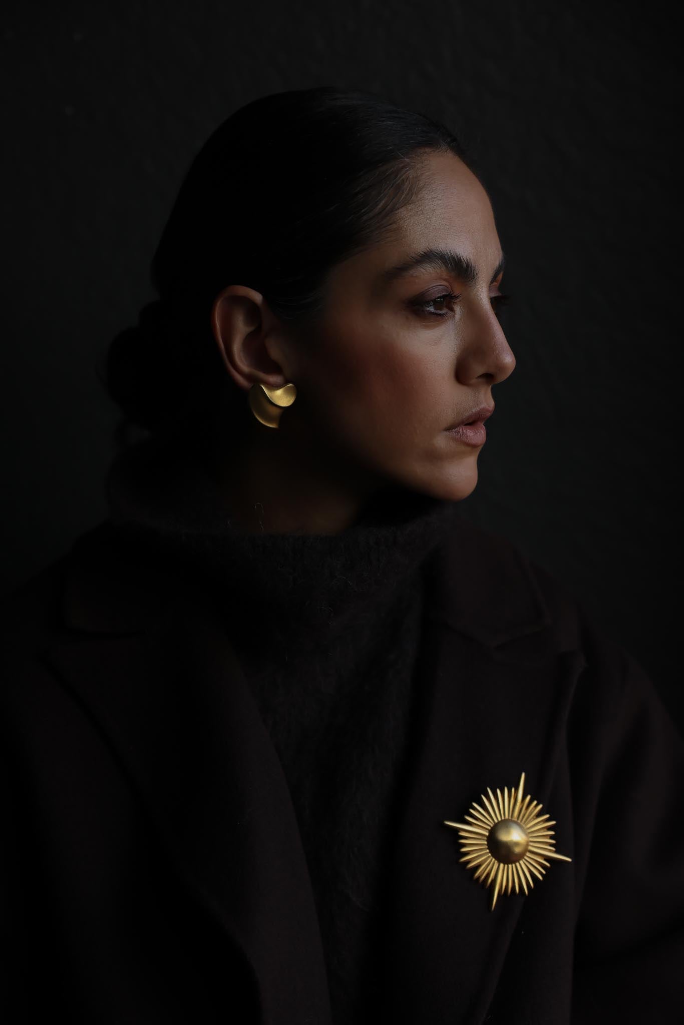 Matte Gold Sunburst Brooch