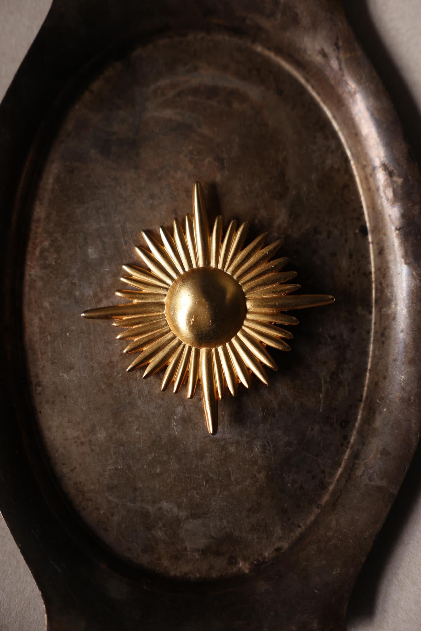Matte Gold Sunburst Brooch