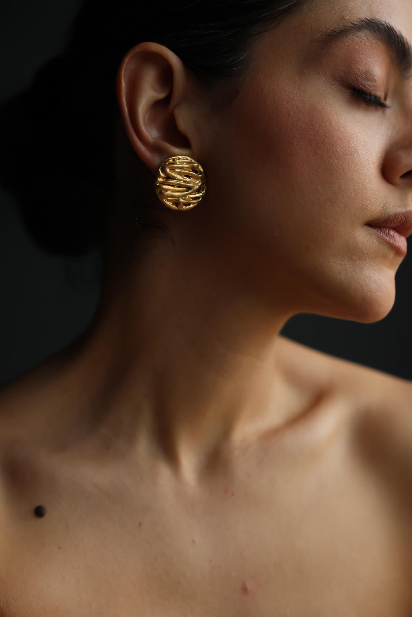 Gold Filled Matte Gold Clip-On Earrings