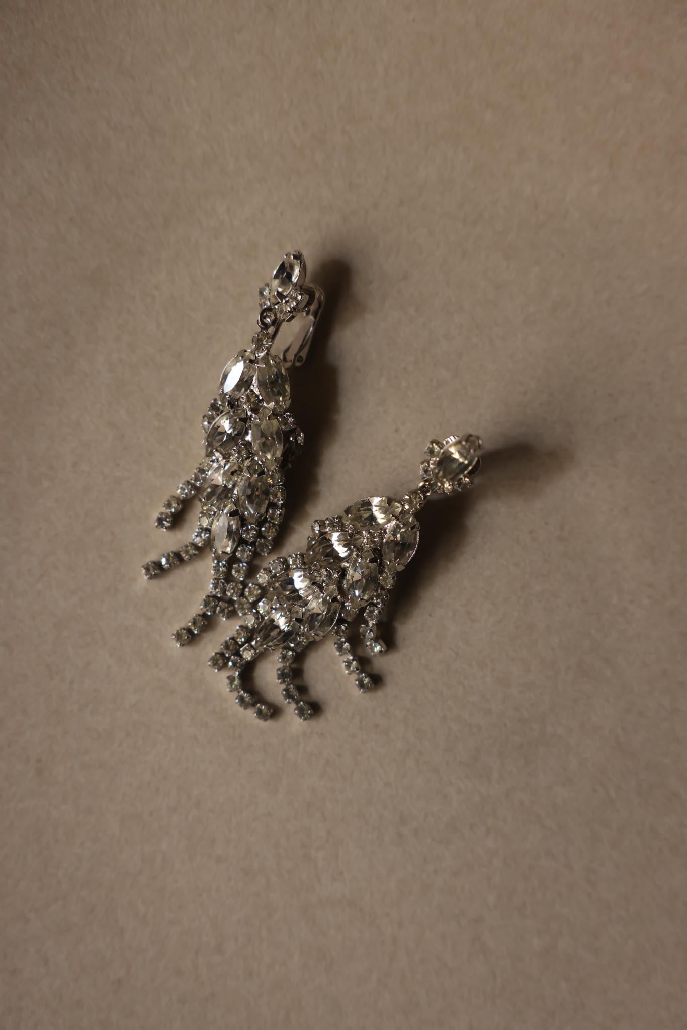 Crystal Cascade Clip-On Earrings|Vintage Baazaar 