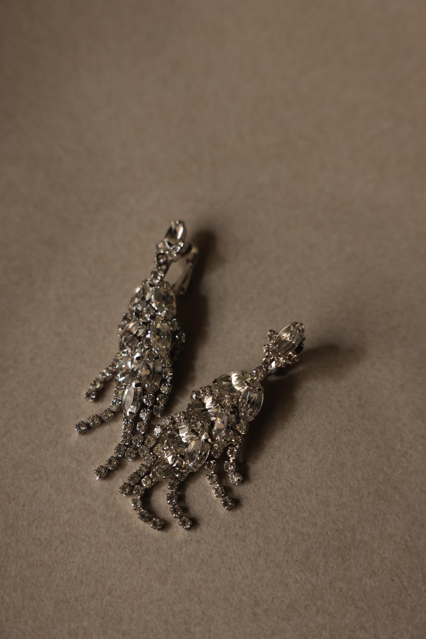 Crystal Cascade Clip-On Earrings|Vintage Baazaar 