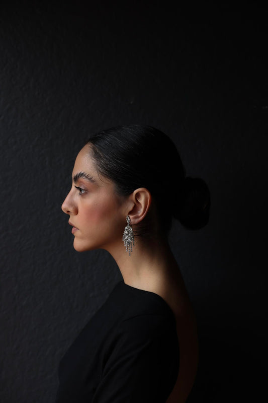 Crystal Cascade Clip-On Earrings|Vintage Baazaar 
