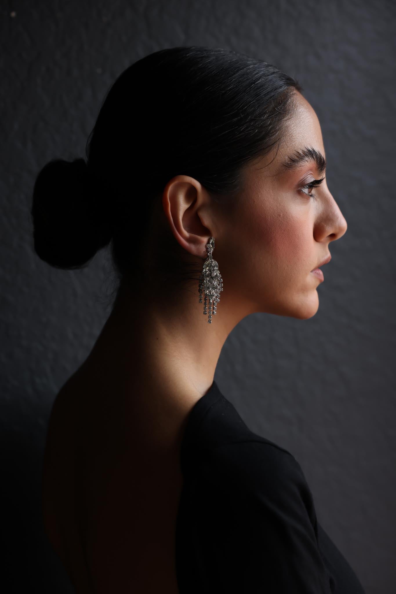 Crystal Cascade Clip-On Earrings|Vintage Baazaar 