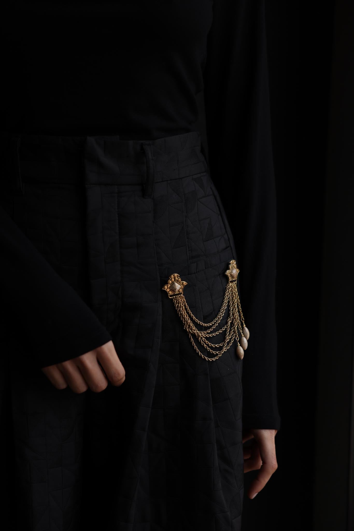 Regal Chain Brooch with Natural Stone Accents|Vintage Baazaar 