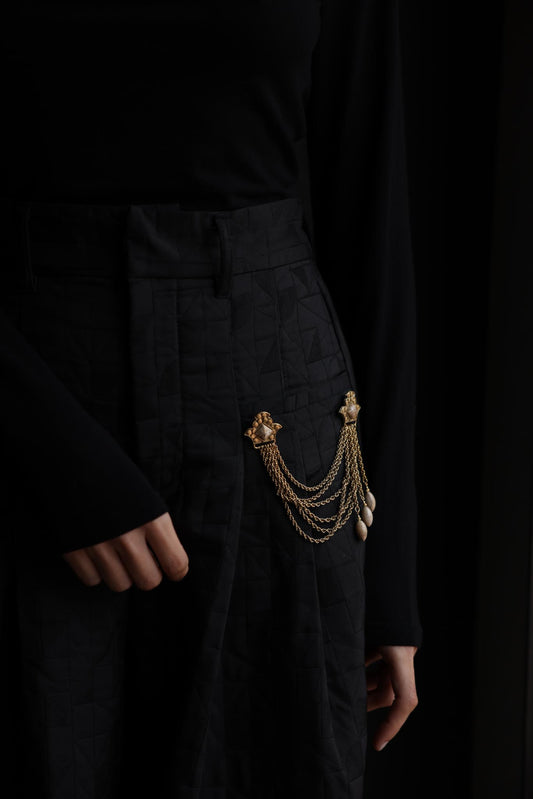 Regal Chain Brooch with Natural Stone Accents|Vintage Baazaar 