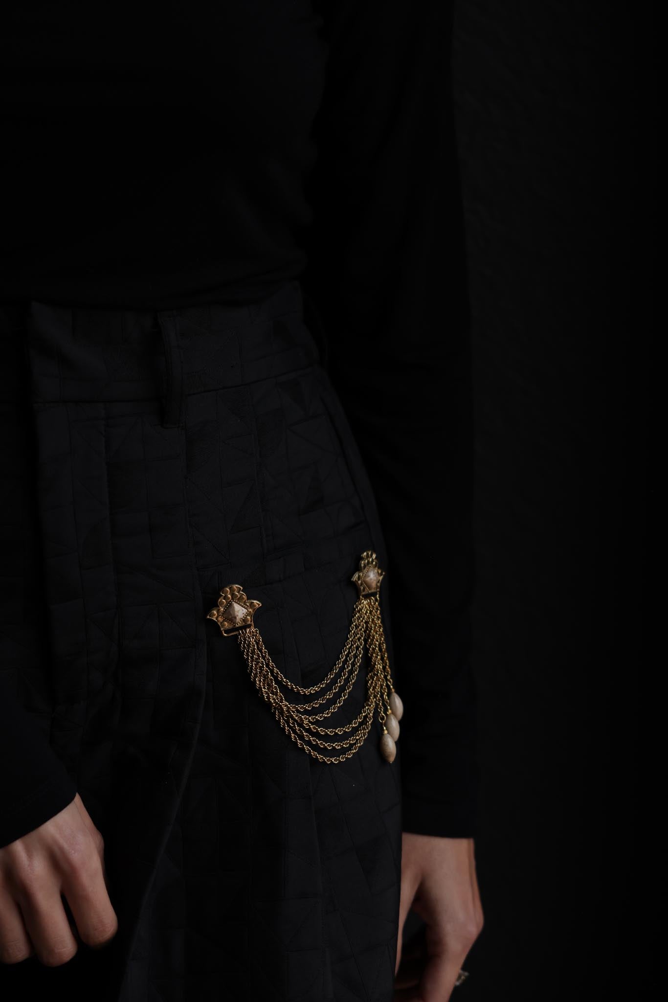 Regal Chain Brooch with Natural Stone Accents|Vintage Baazaar 