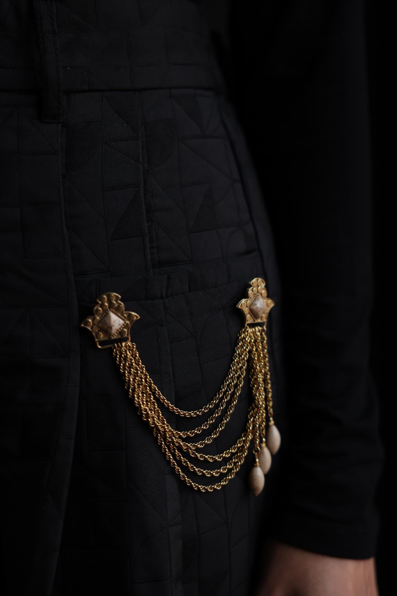 Regal Chain Brooch with Natural Stone Accents|Vintage Baazaar 
