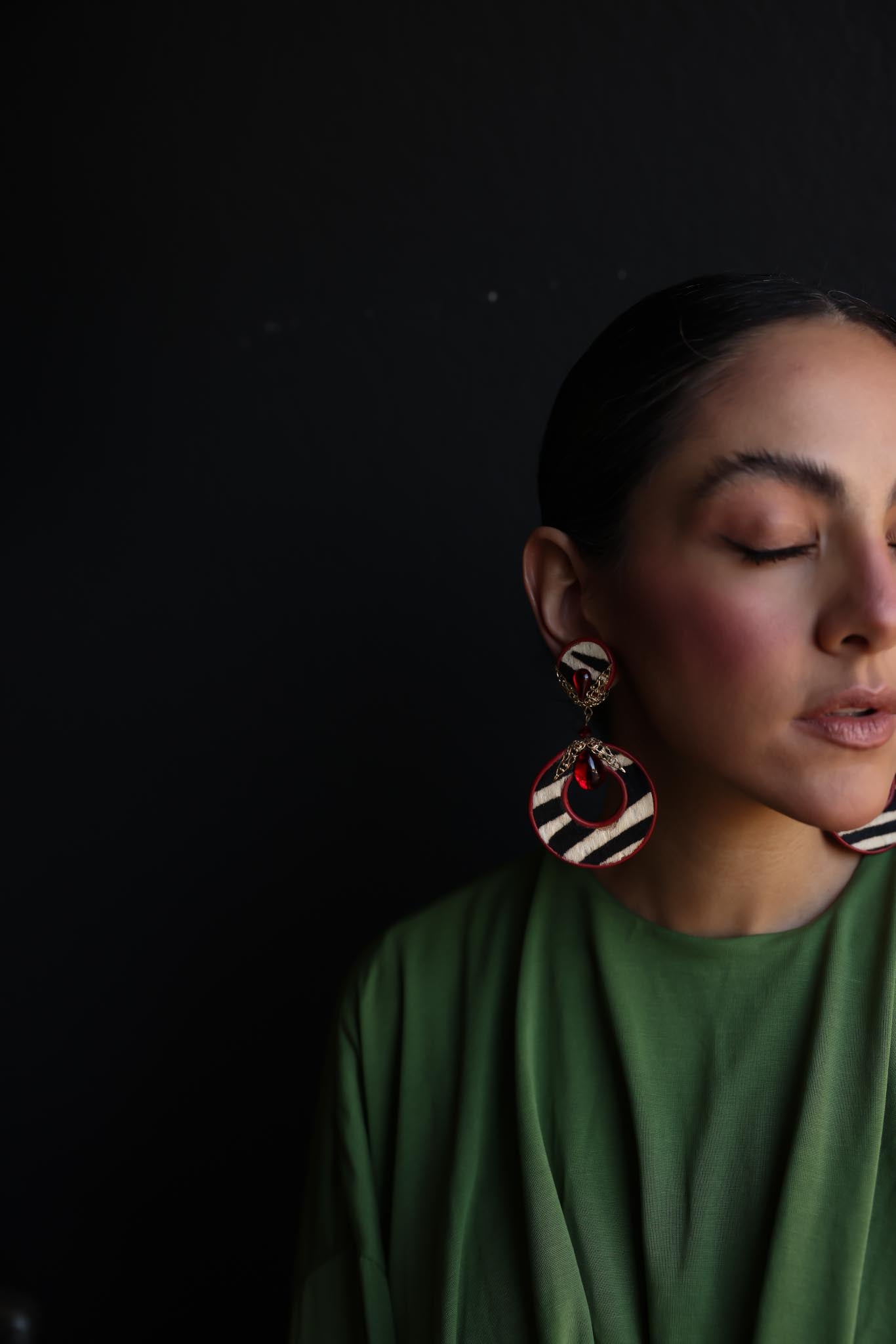 1980s Red and Gold Zebra Clip-On Earrings