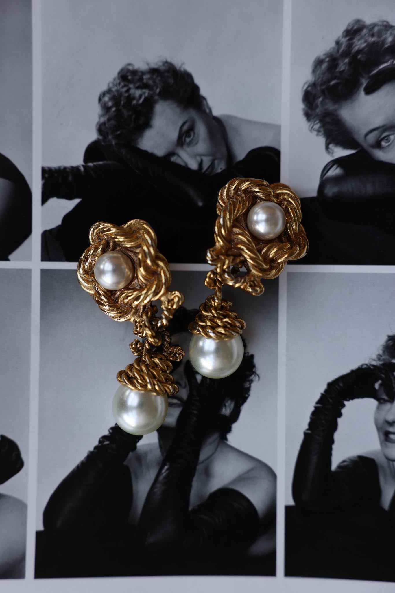 Baroque Elegance Pearl Drop Earrings|Vintage Baazaar 
