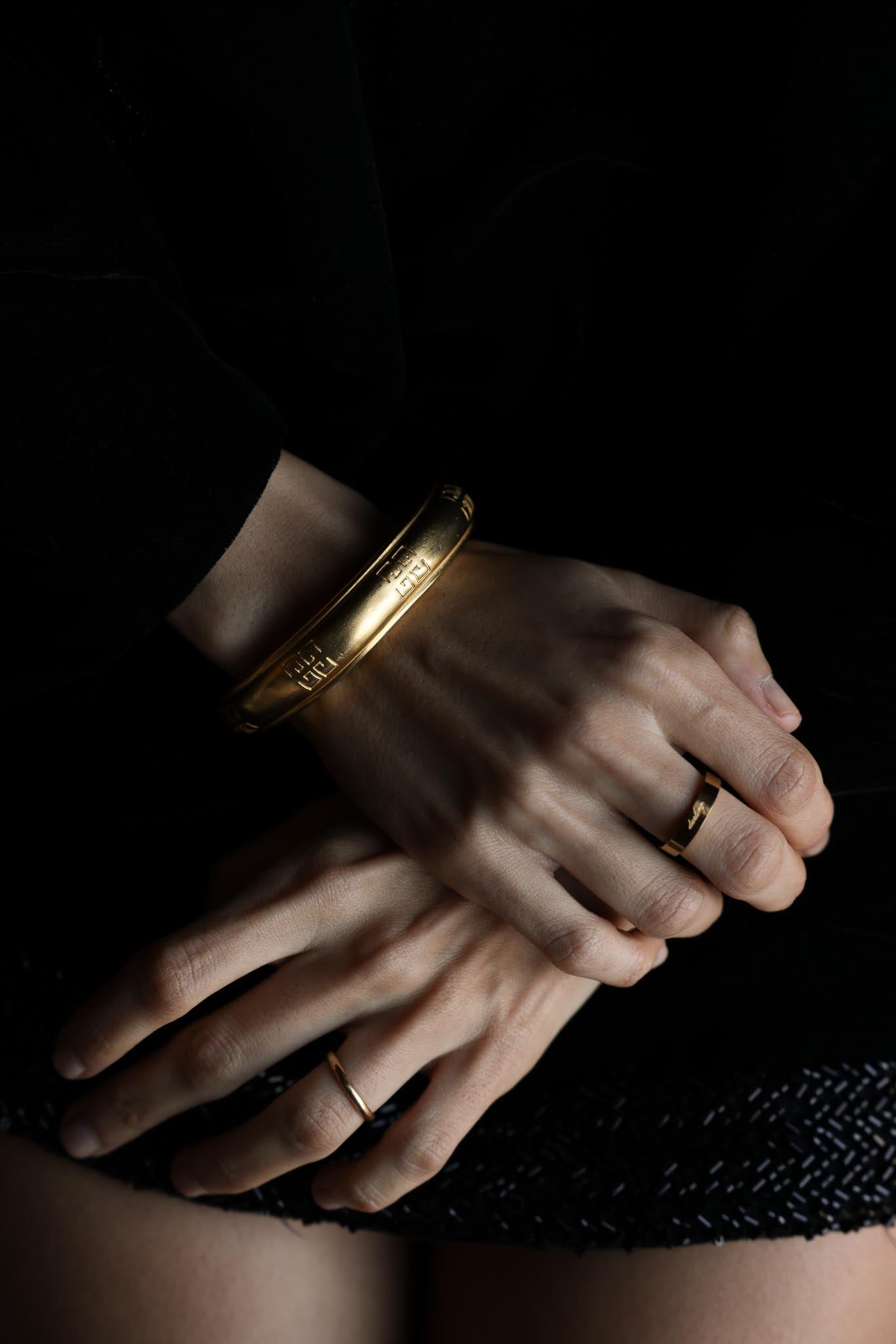 Givenchy Brushed Gold Bangle|Vintage Baazaar 