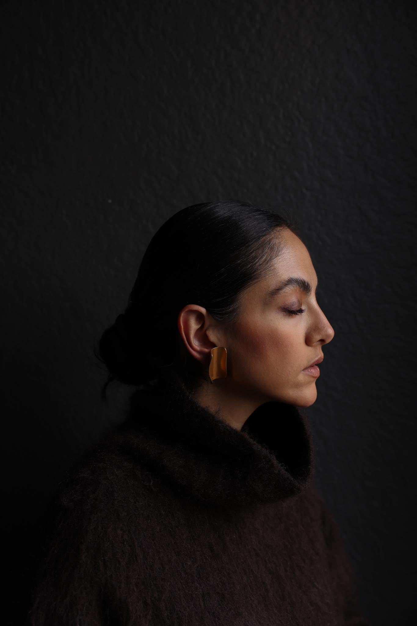 Gold Plated Matte Gold Curved Clip-On Earrings