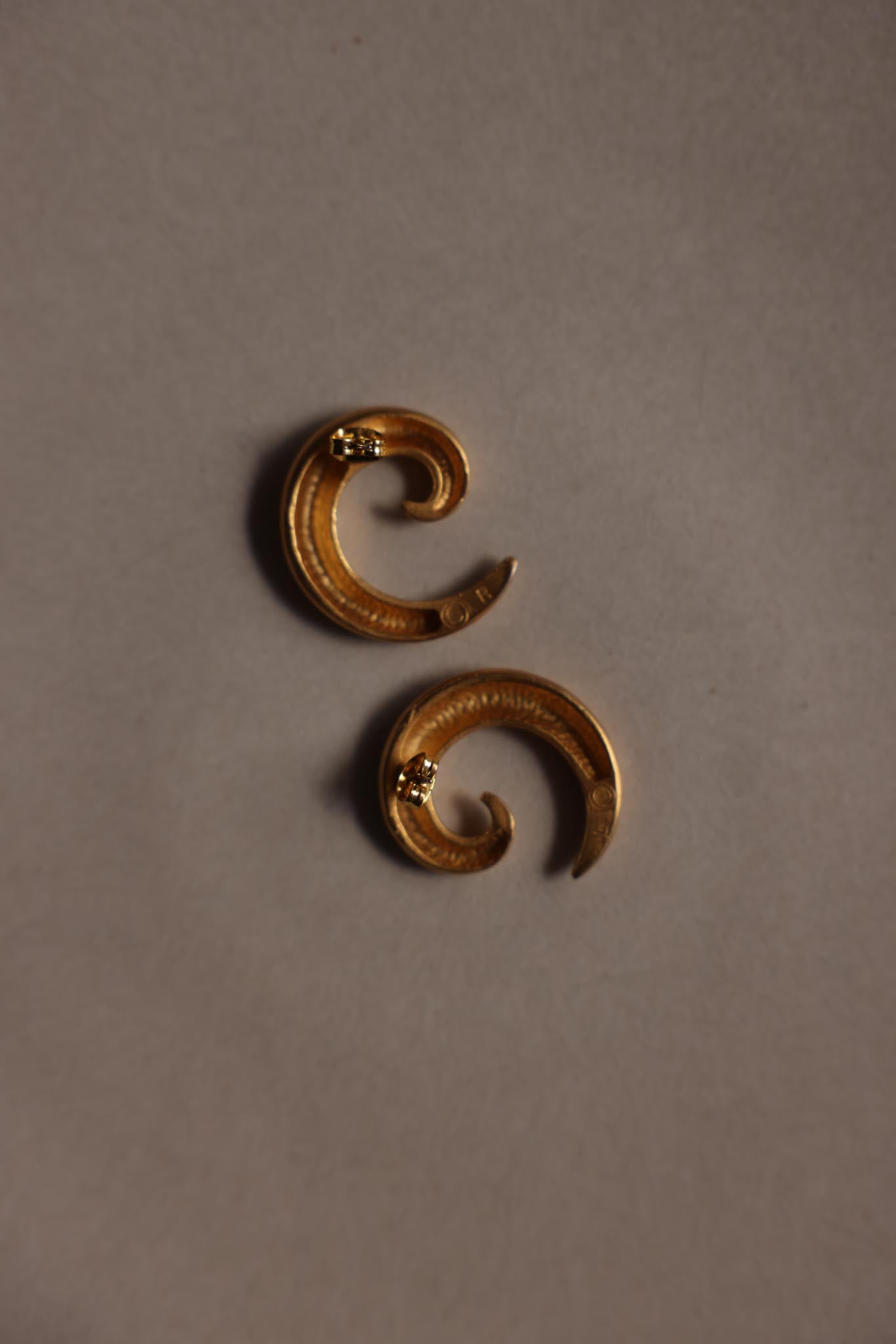 Matte Gold Spiral Pierced Earrings