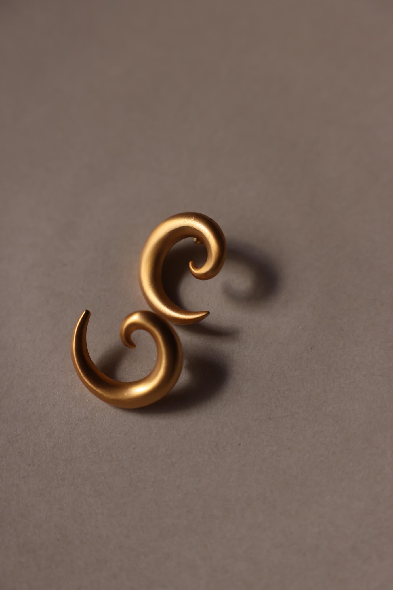 Matte Gold Spiral Pierced Earrings