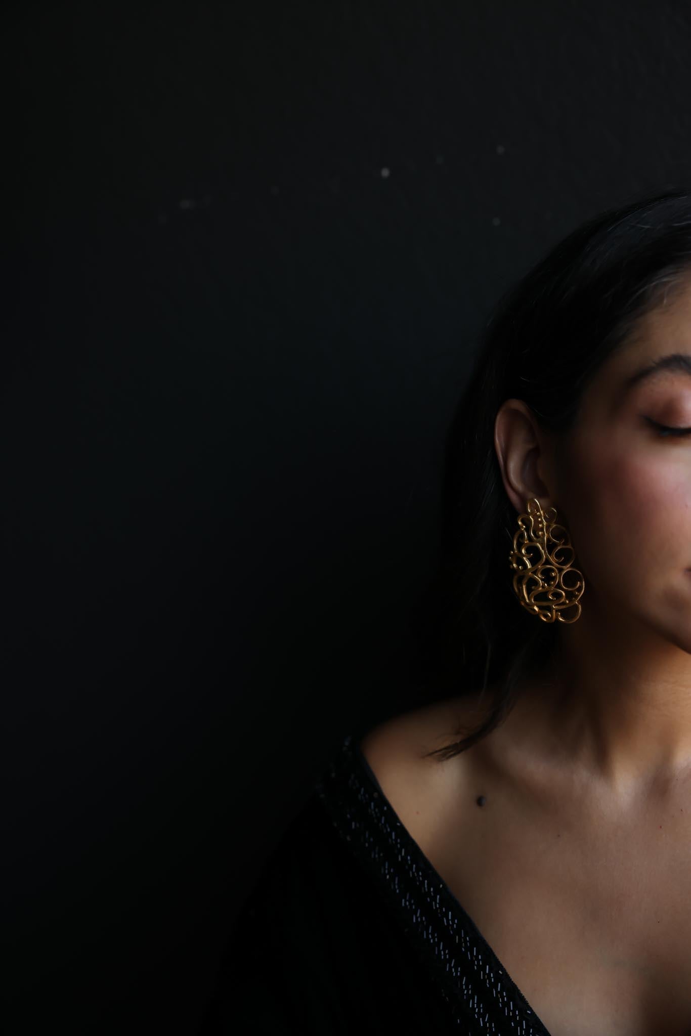 Gold-Tone Filigree Clip-On Earrings