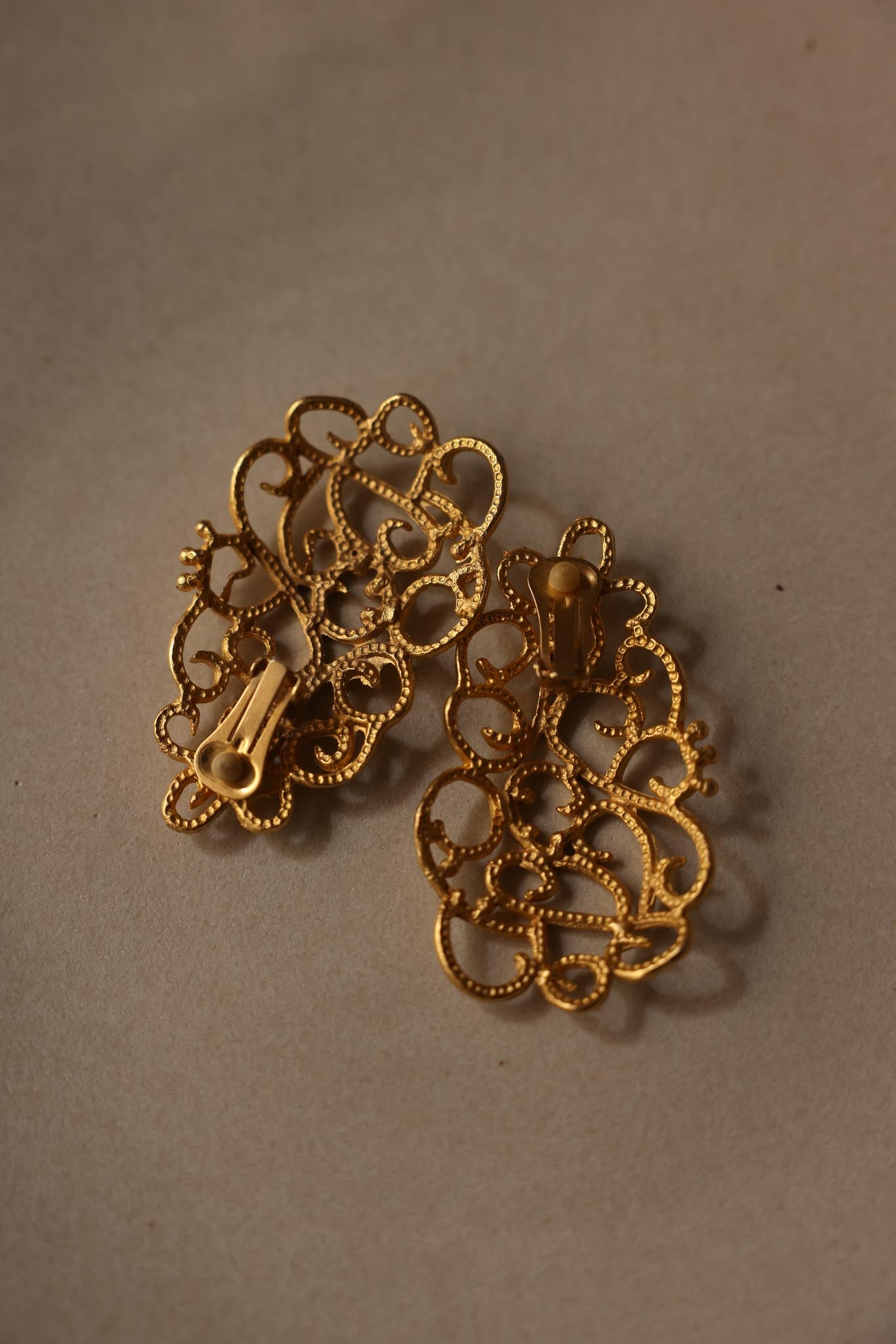 Gold-Tone Filigree Clip-On Earrings