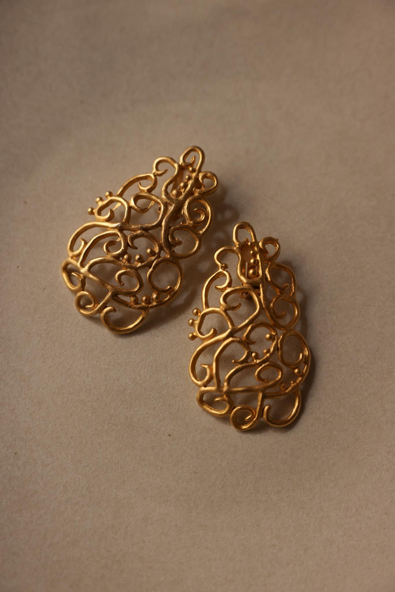 Gold-Tone Filigree Clip-On Earrings