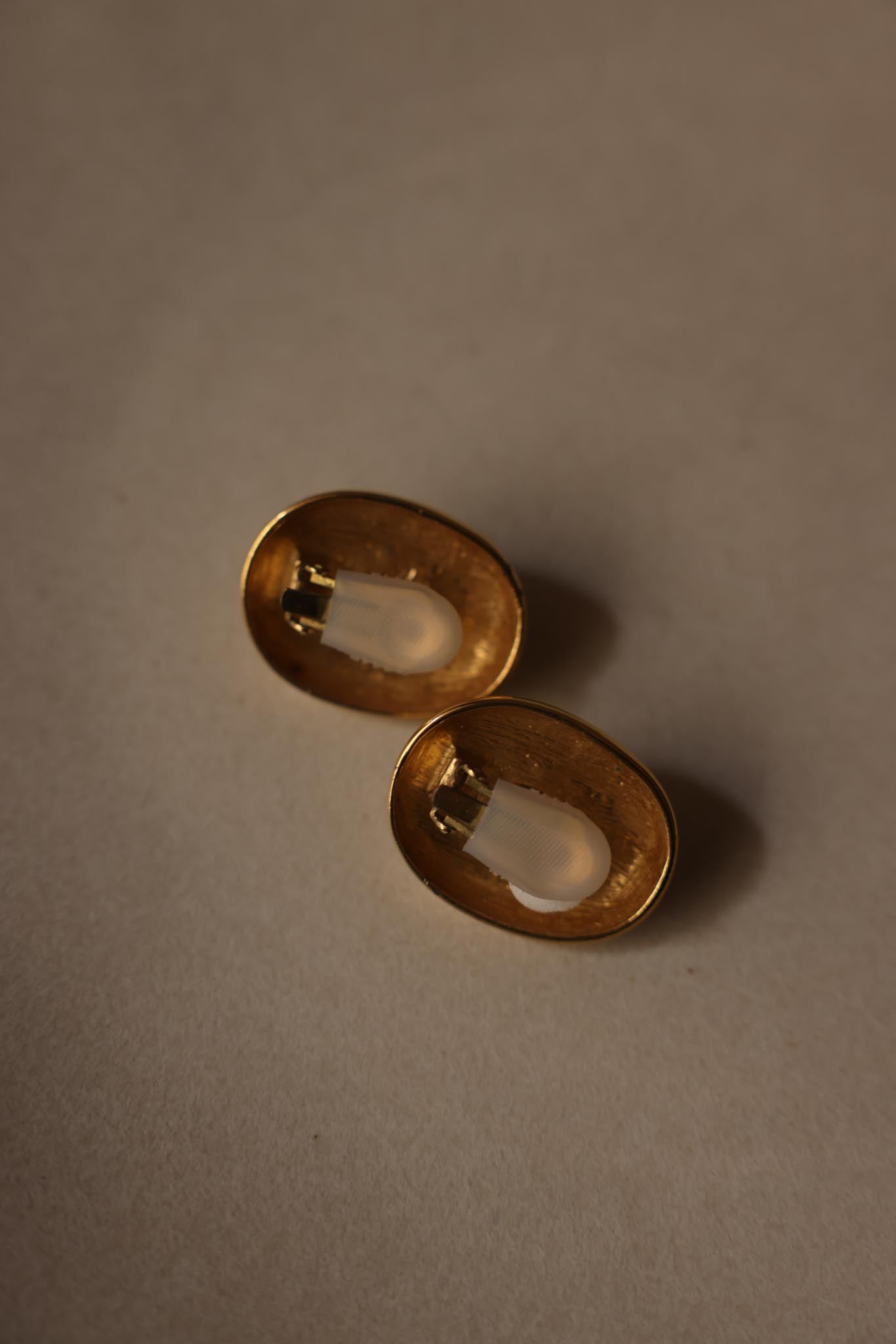 Gold-Tone Clip-On Earrings with Burgundy Cabochons
