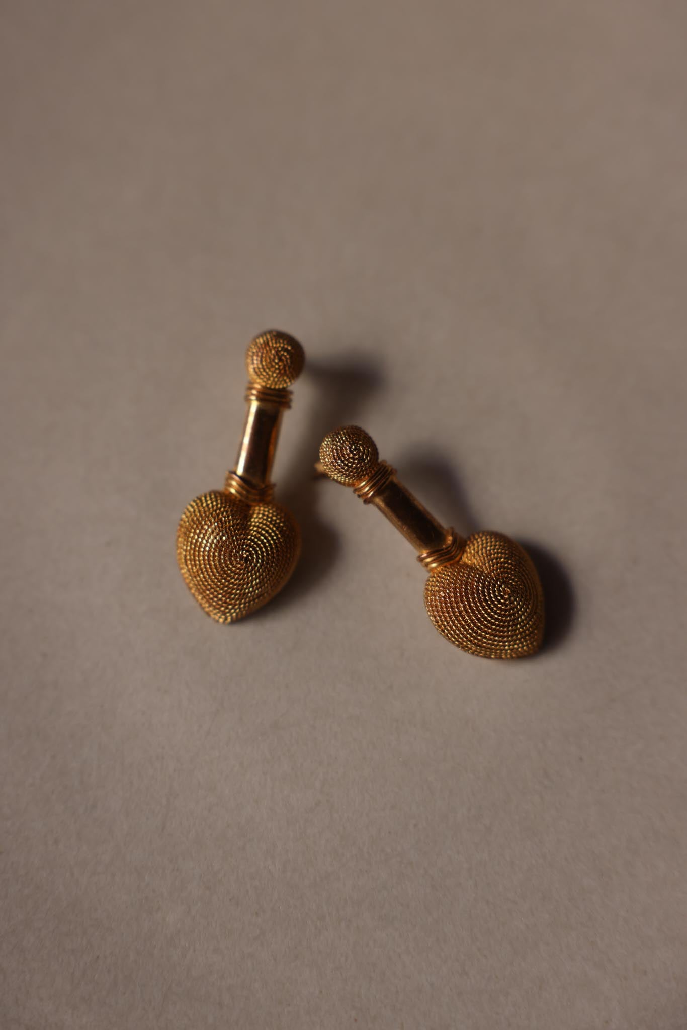Gold-Tone Textured Heart Drop Pierced Earrings