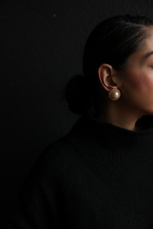 Gold-Tone Faux Pearl Clip-On Earrings