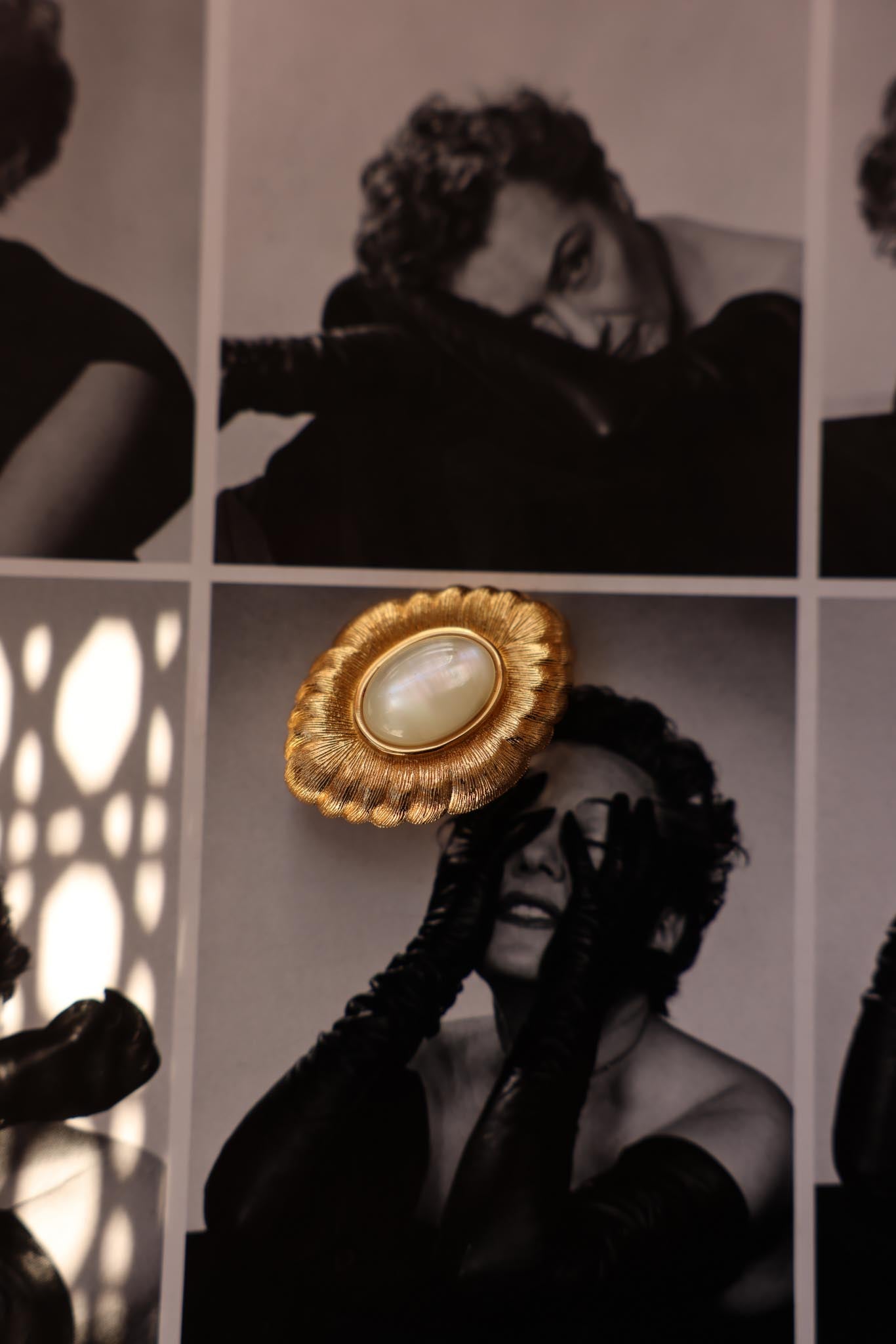 Golden Glow Oval Brooch by Monet|Vintage Baazaar 