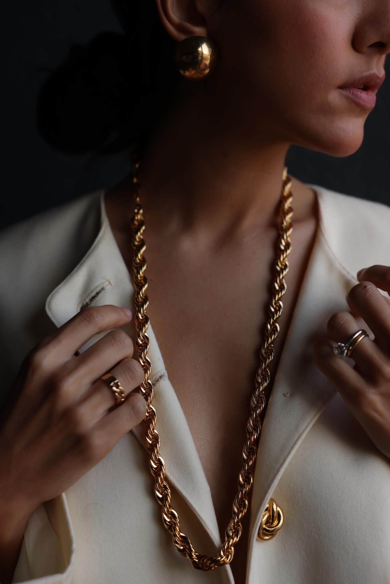 Napier Gold Plated Rope Chain Necklace|Vintage Baazaar 