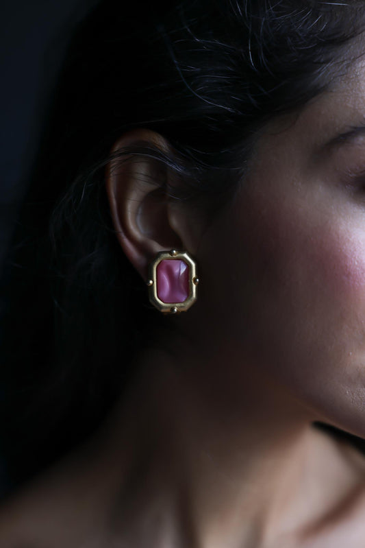 Pink Opulence Earrings|Vintage Baazaar 