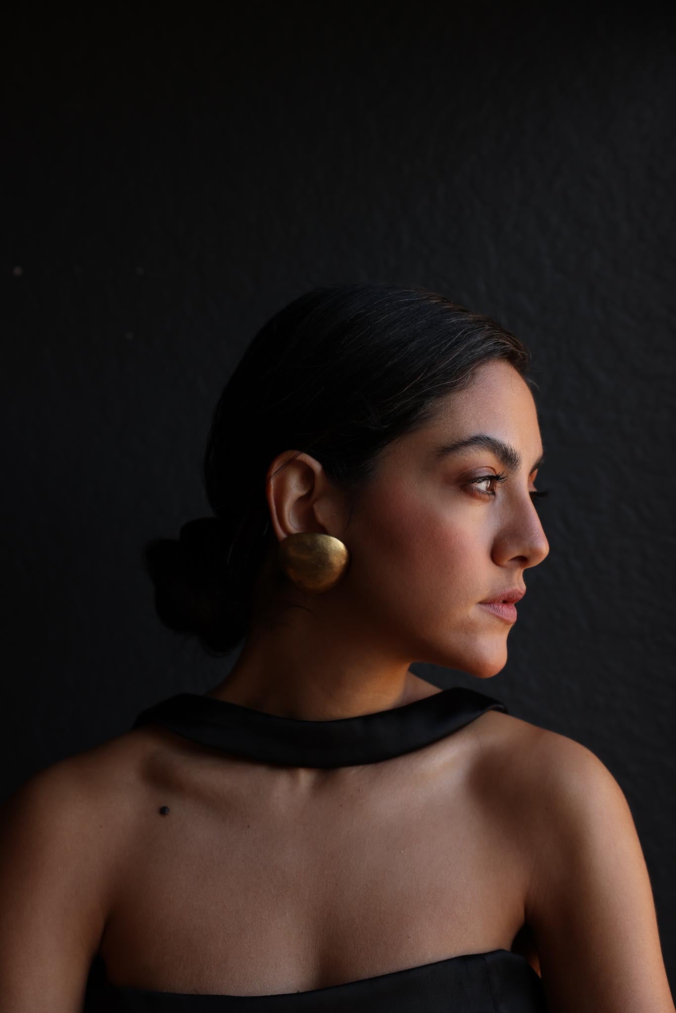 Sculptural Gold Tone  Earrings|Vintage Baazaar 