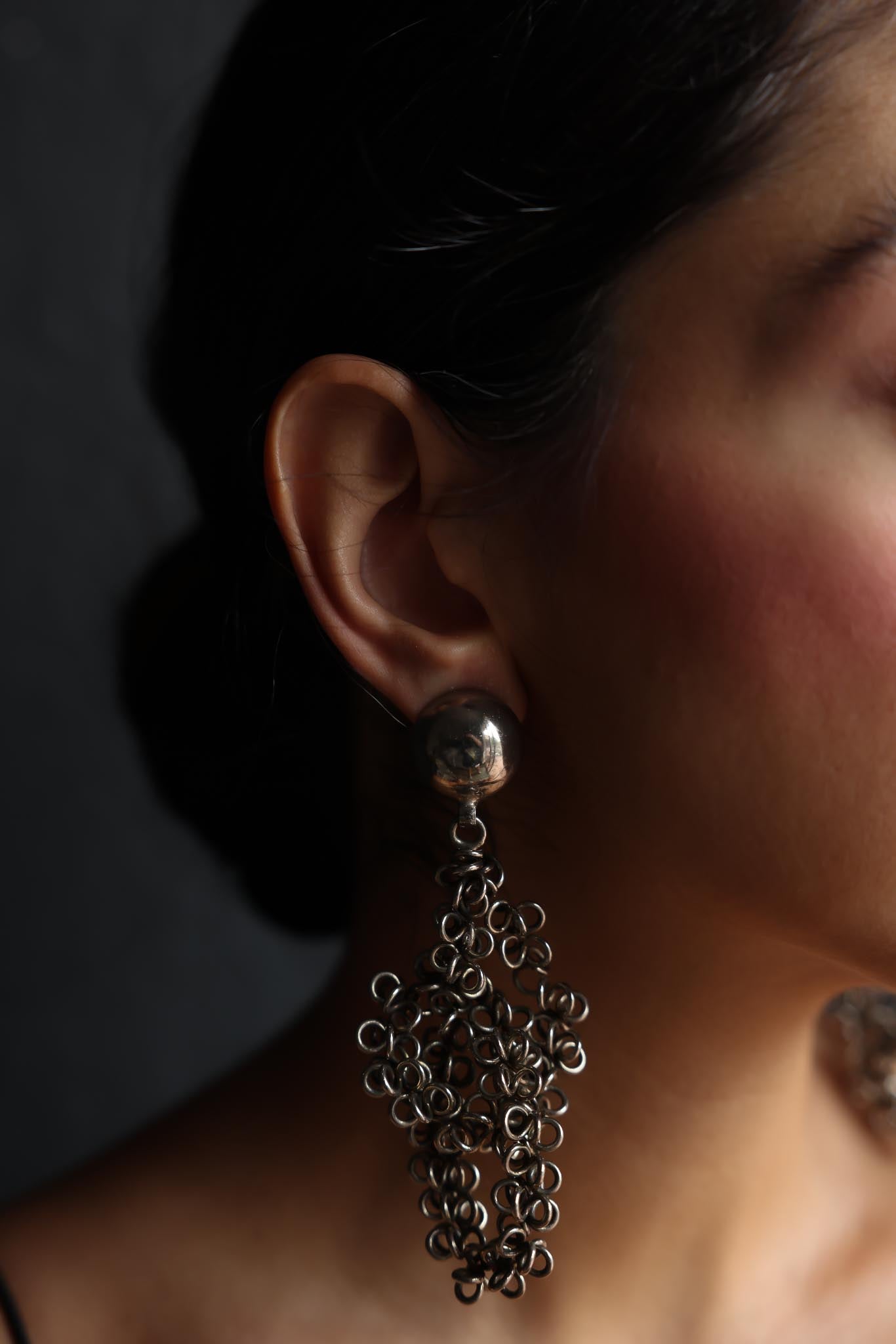Silver-Tone Sculptural Chain Drop Earrings