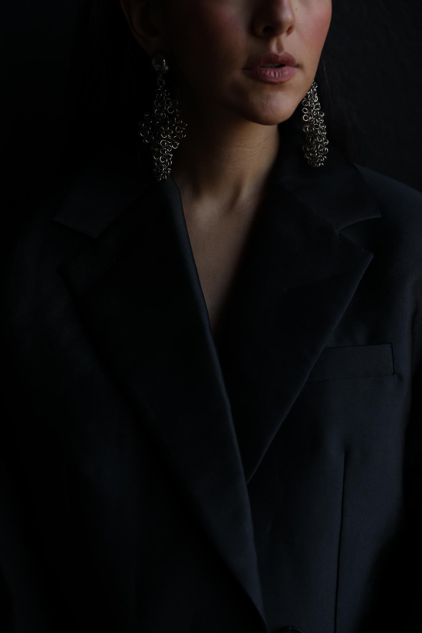 Silver-Tone Sculptural Chain Drop Earrings