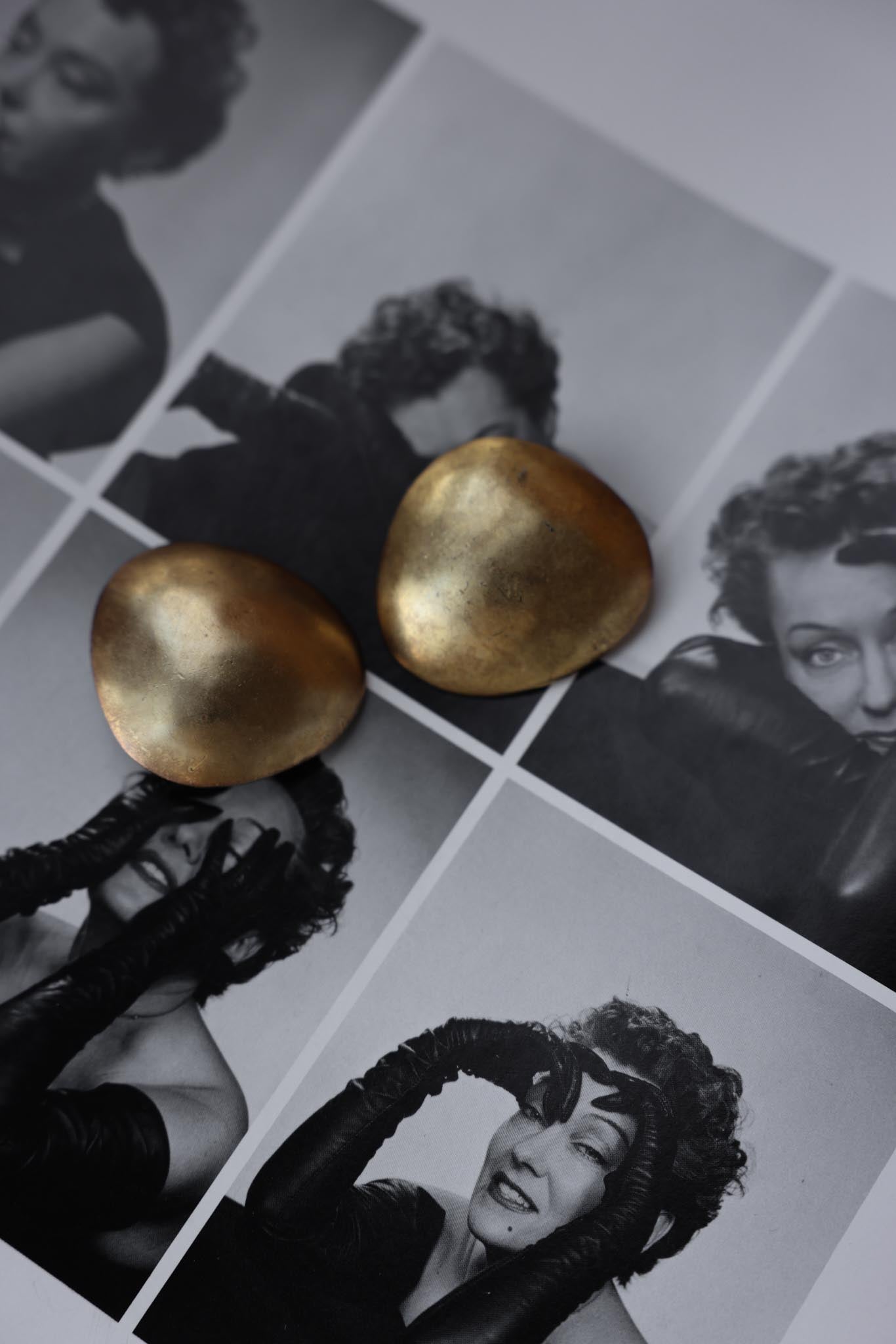 Sculptural Gold Tone  Earrings|Vintage Baazaar 
