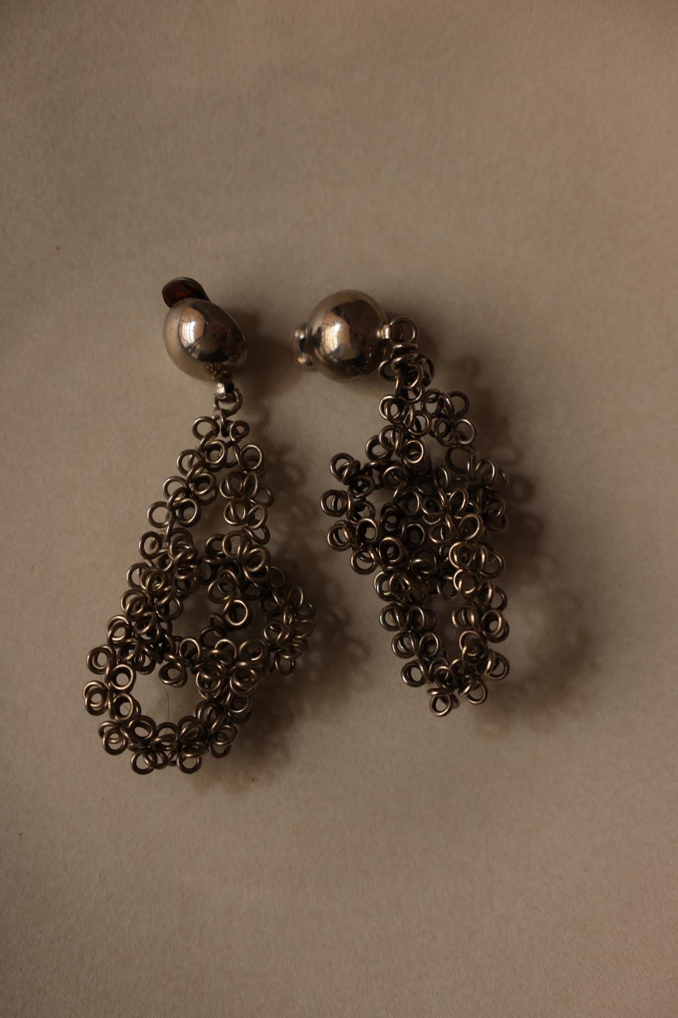 Silver-Tone Sculptural Chain Drop Earrings