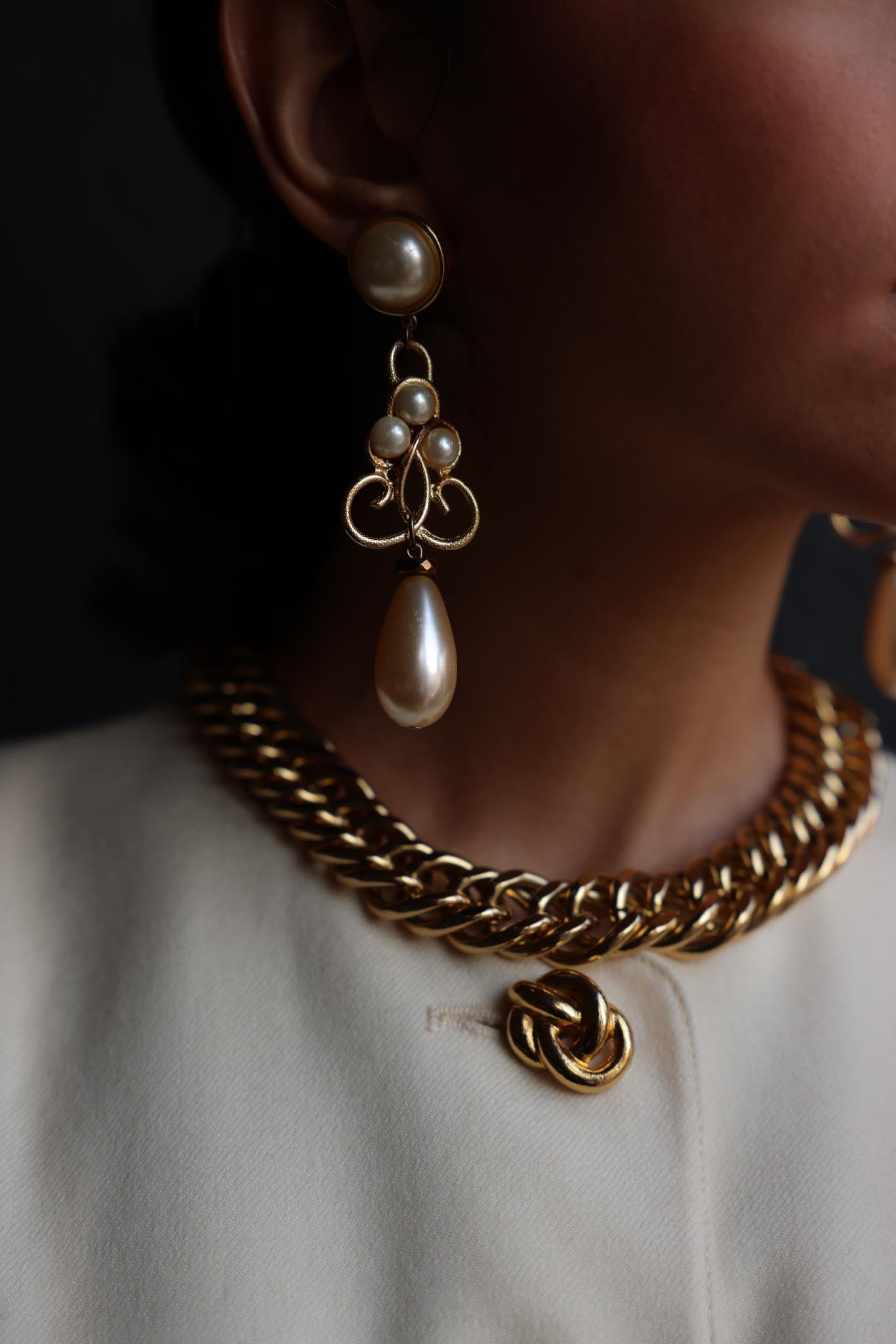 Pearl Drop Statement Earrings|Vintage Baazaar 