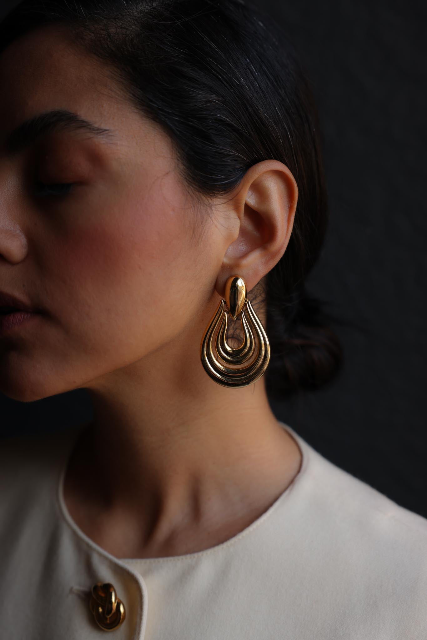 Golden Teardrop Statement Earrings|Vintage Baazaar 