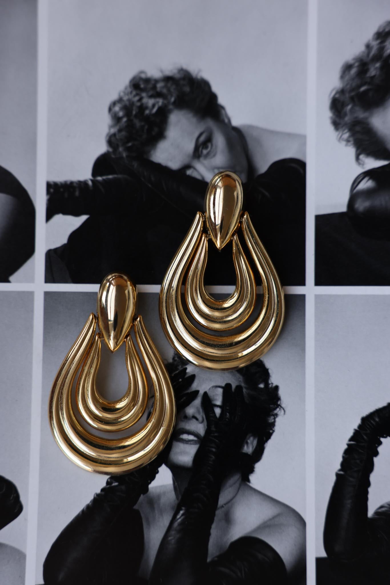Golden Teardrop Statement Earrings|Vintage Baazaar 