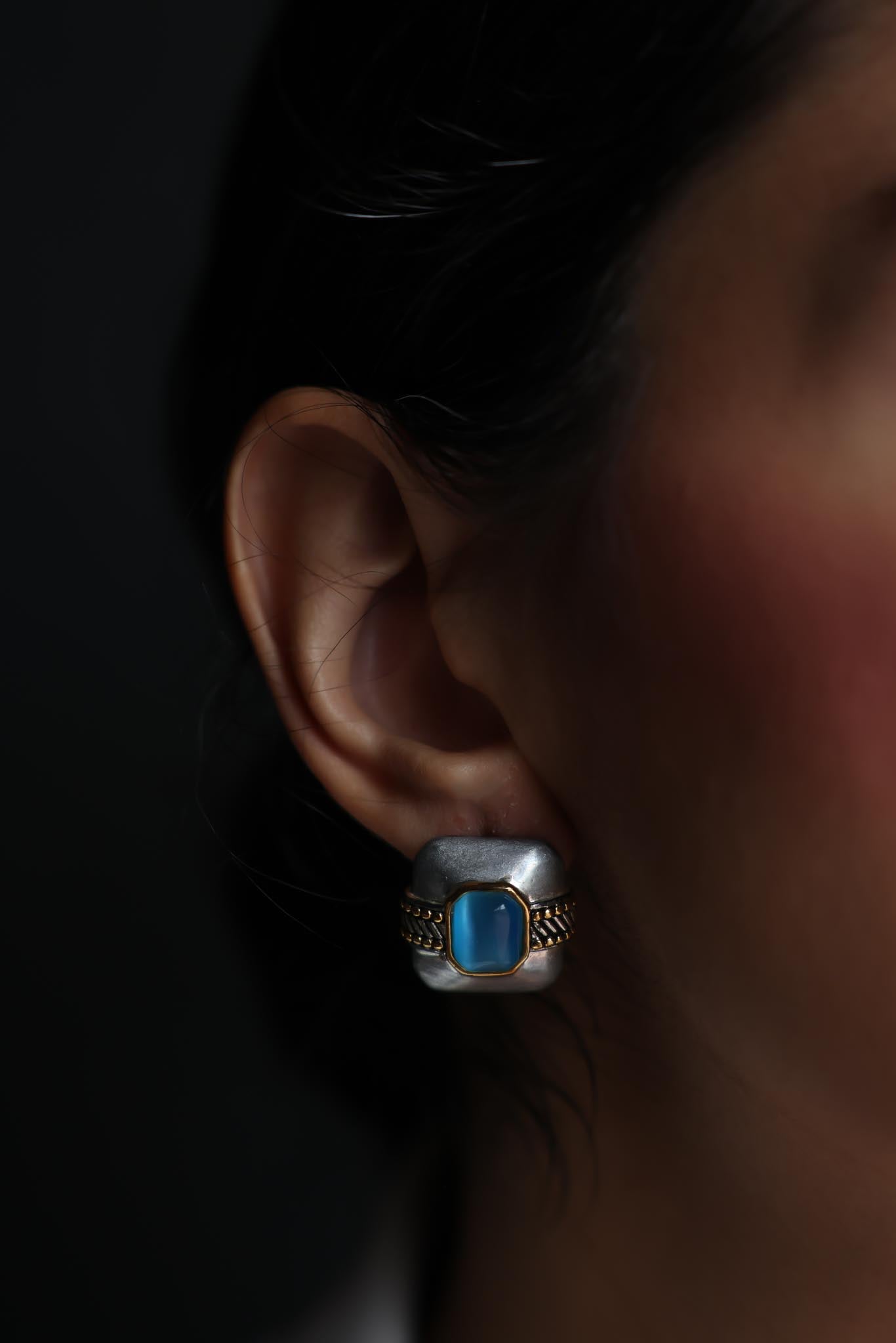 Two-Tone Blue Square Earrings
