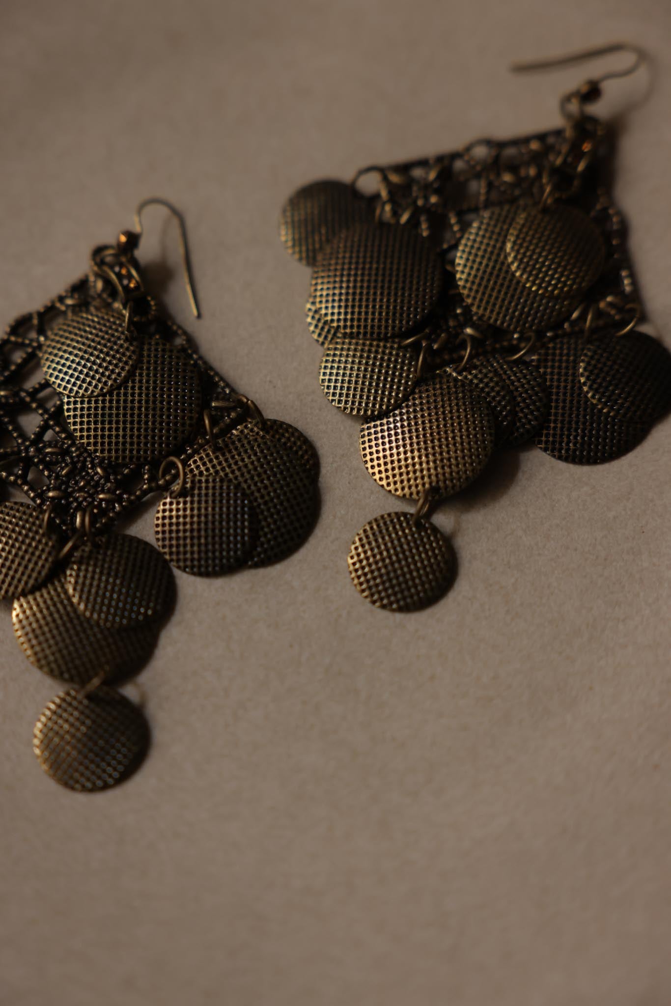 Brass Cascade Disc Earrings|Vintage Baazaar 