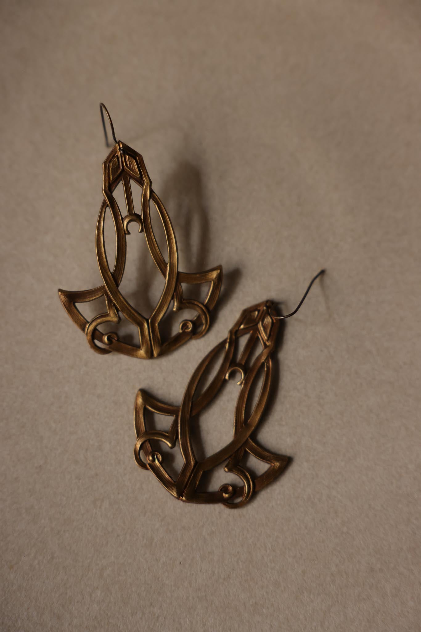 Art Nouveau Brass Drop Earrings|Vintage Baazaar 