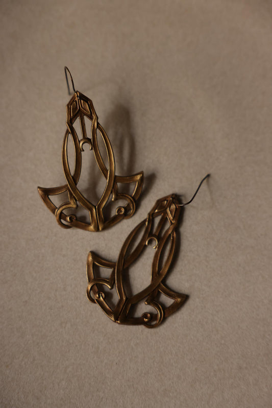 Art Nouveau Brass Drop Earrings|Vintage Baazaar 