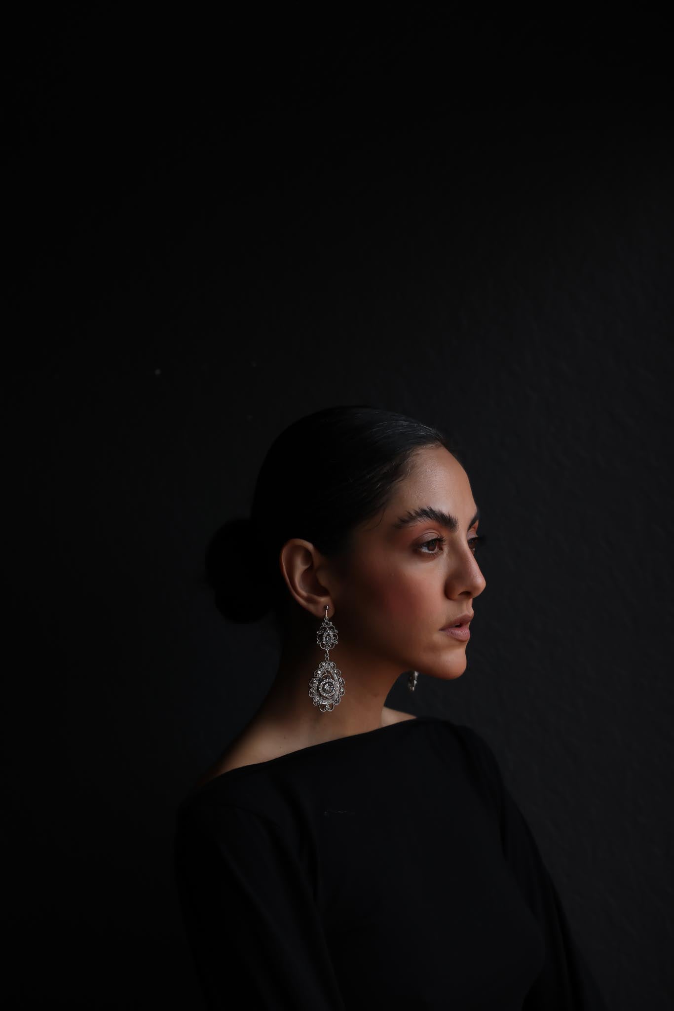 Crystal Filigree Teardrop Clip-Ons|Vintage Baazaar 