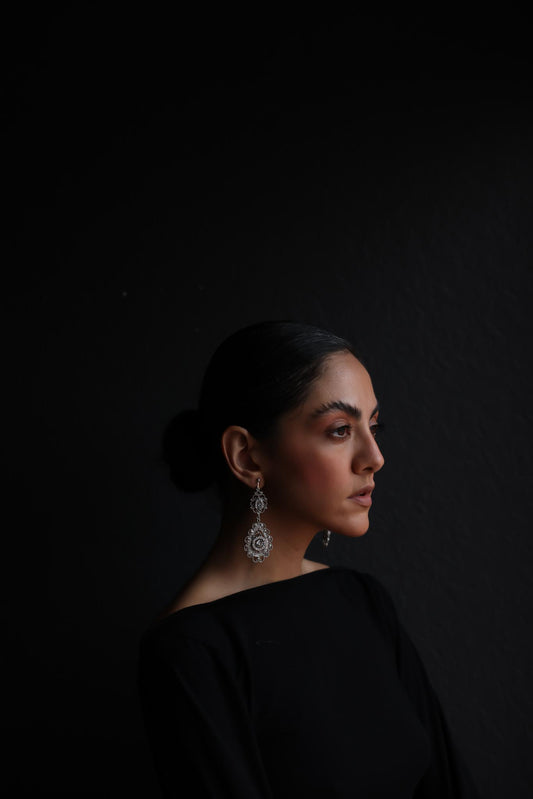 Crystal Filigree Teardrop Clip-Ons|Vintage Baazaar 