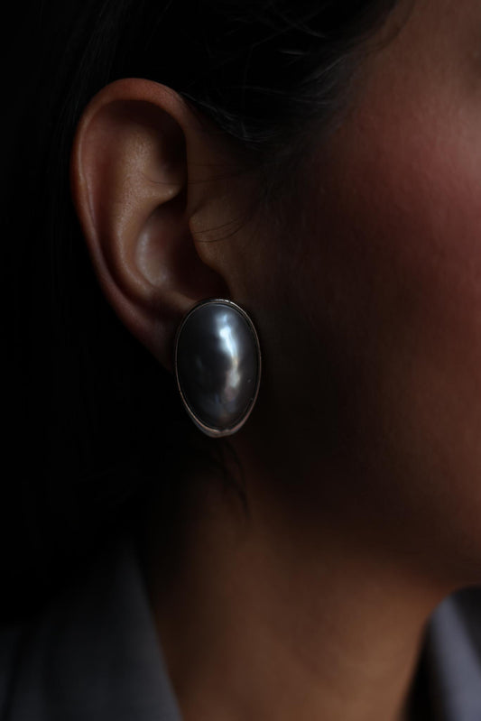 Les Bernard Silver-Tone Pearl Earrings|Vintage Baazaar 