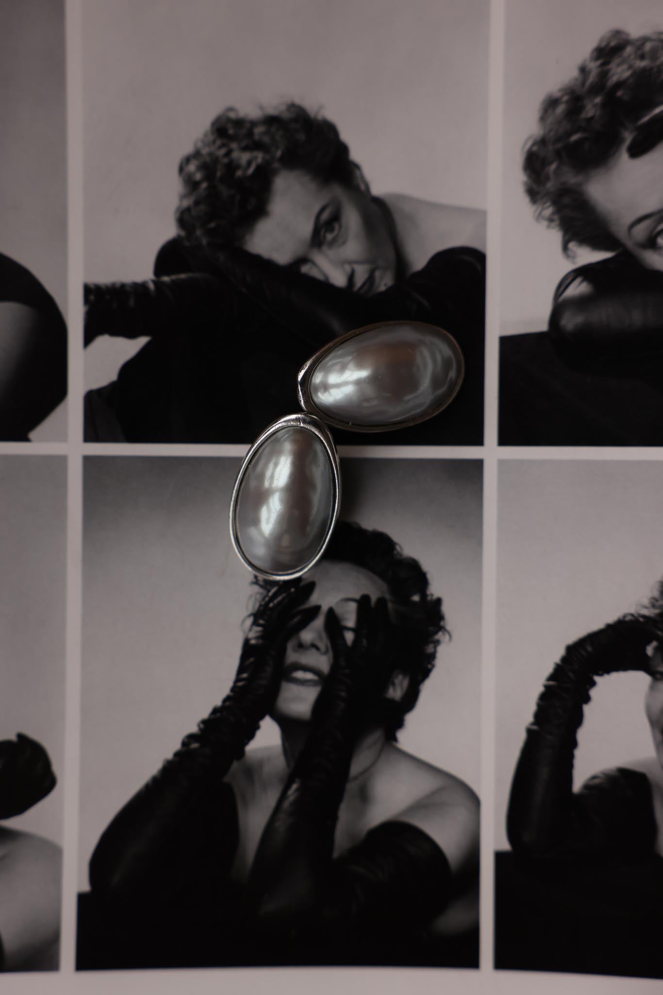 Les Bernard Silver-Tone Pearl Earrings|Vintage Baazaar 