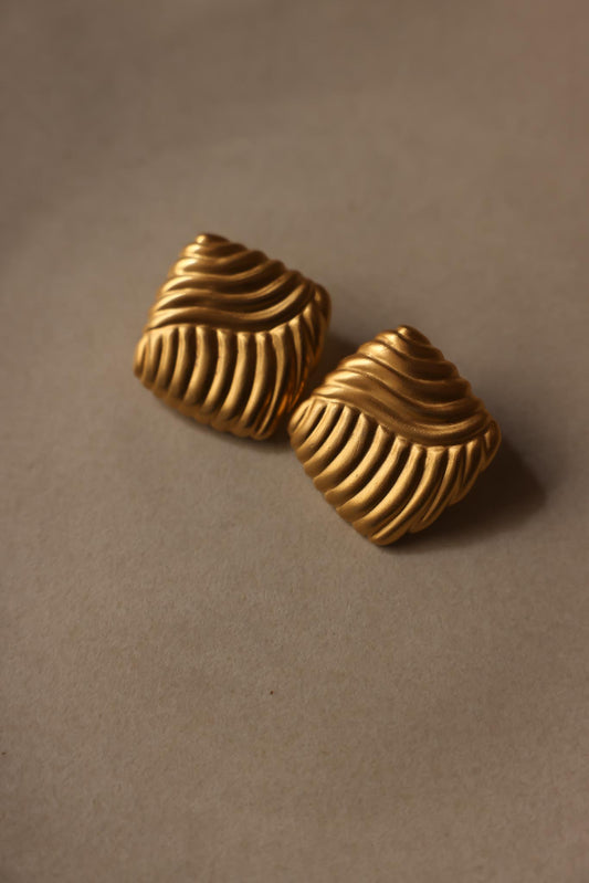 Matte Gold Wave Clip-On Earrings