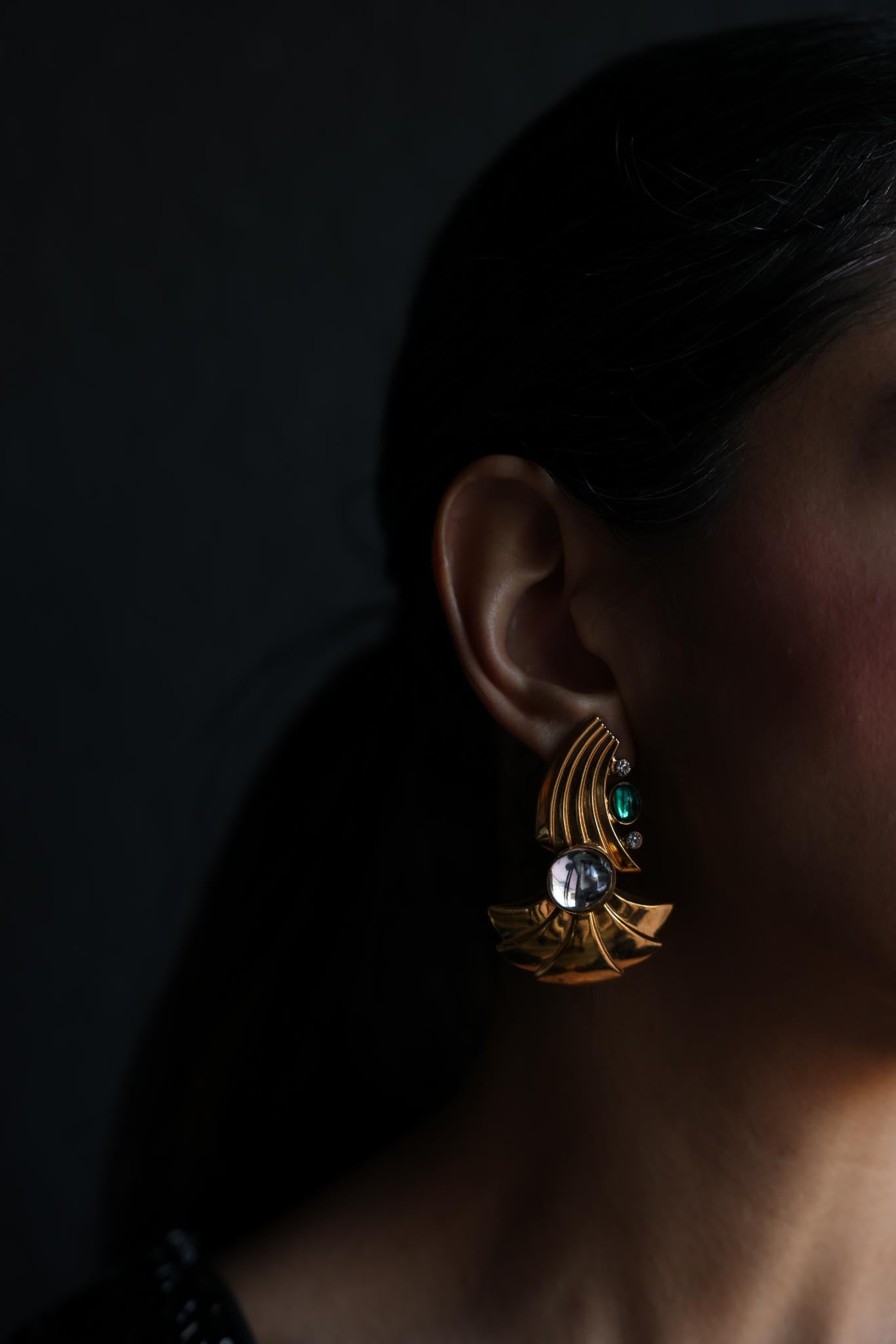 Fan Drop Earrings|Vintage Baazaar 
