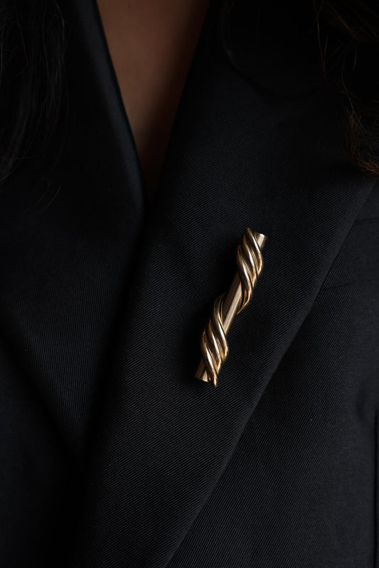 Gold-Tone Twisted Bar Brooch