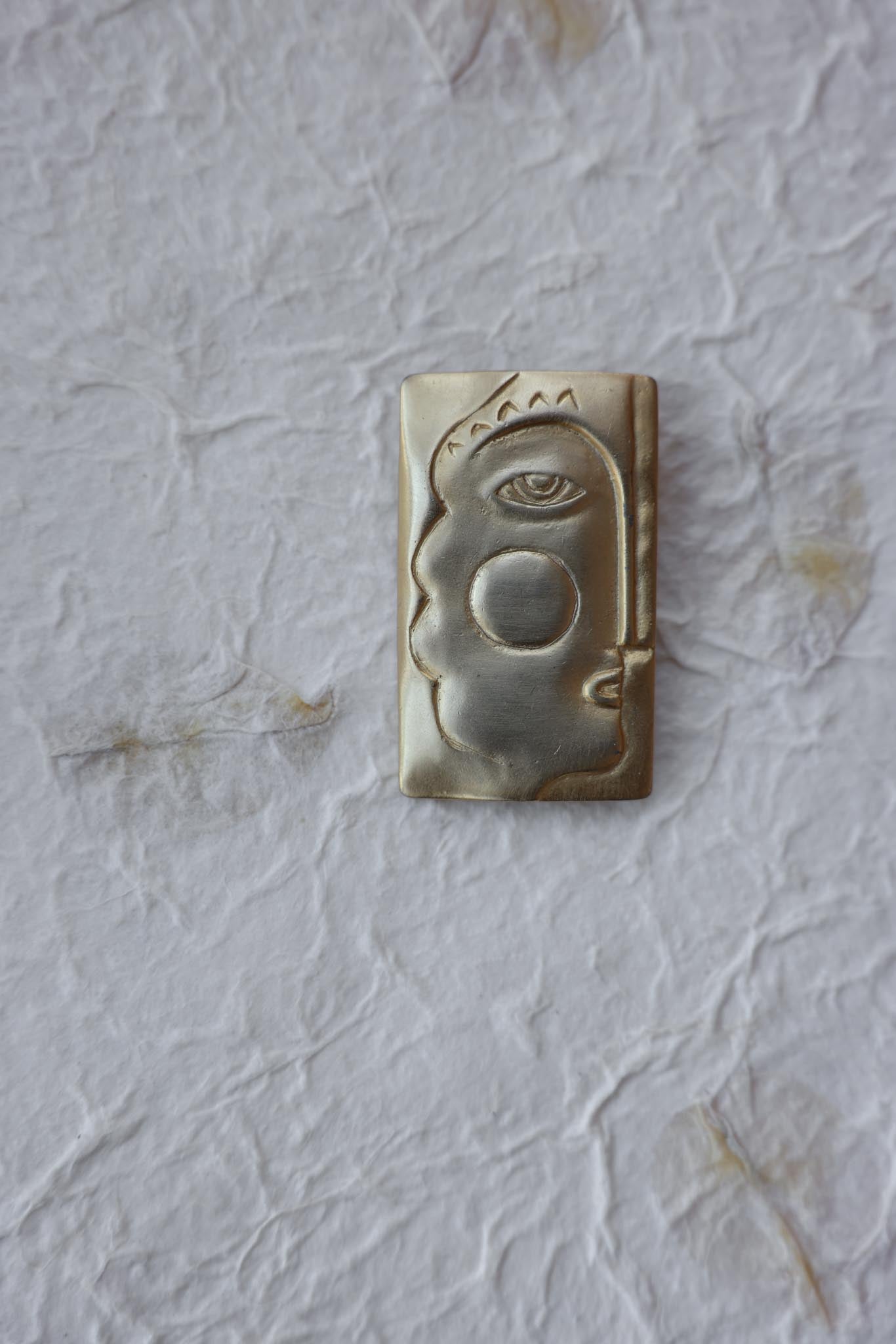 Abstract Modernist Gold-Tone Brooch