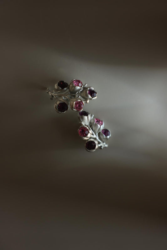 Sarah Coventry Purple And Pink Rhinestone Clip-On Earrings
